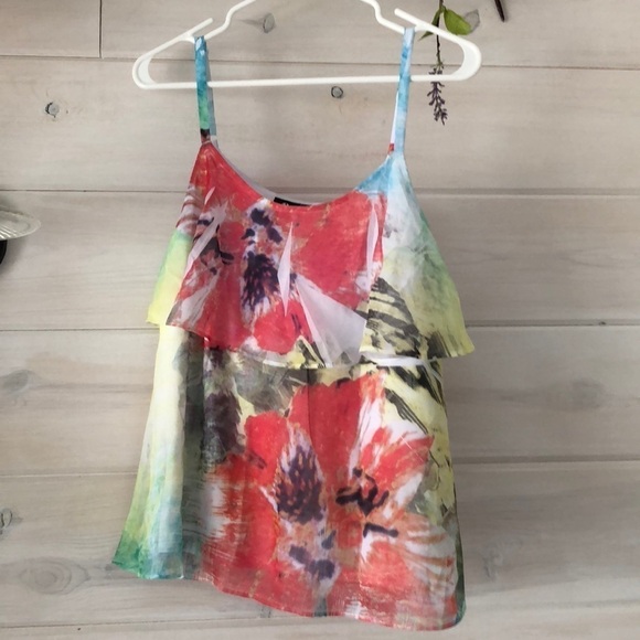 AB Studio Sheer Flower‎ Tank Top - Picture 1 of 5